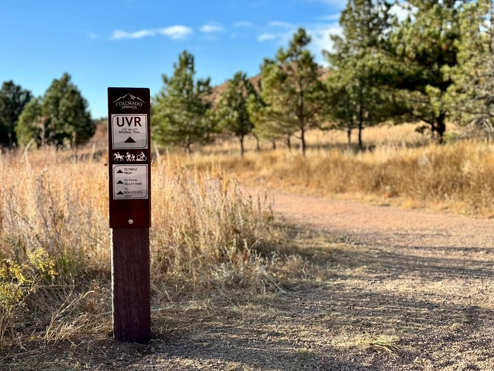 Wayfinding sign next to a trail
